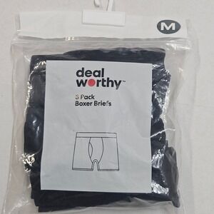 Deal Worthy Mens 3 Pack Black Boxer Briefs Size Medium New In Package